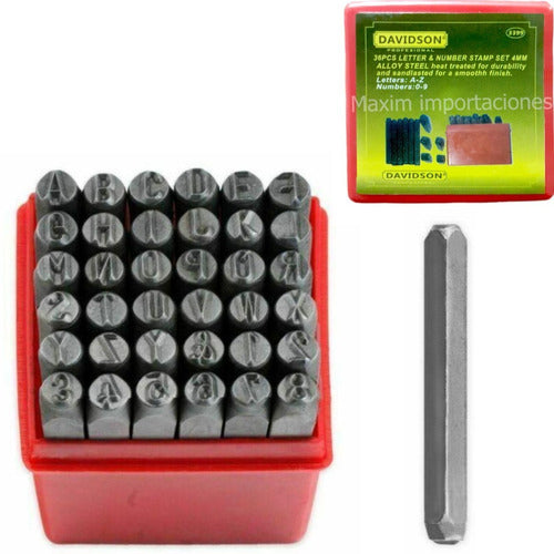 Letras Y Numeros 4mm - Set 36 Pcs. - Davidson 0