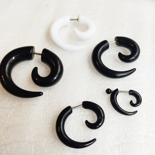 Acrylic Steel Spiral Fake Expander Horn Earrings Piercing 3-4 cm 19