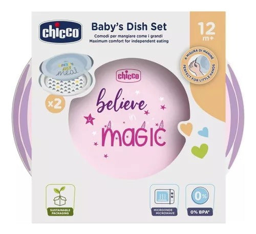 Chicco Magic Pink Baby Dish Set x2 12m+ by Bemar Babys 2