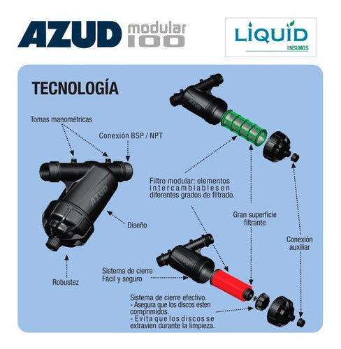 Filtro Riego Y Goteo 1 1/2 Malla 200 Mic - Azud Modular 100 4