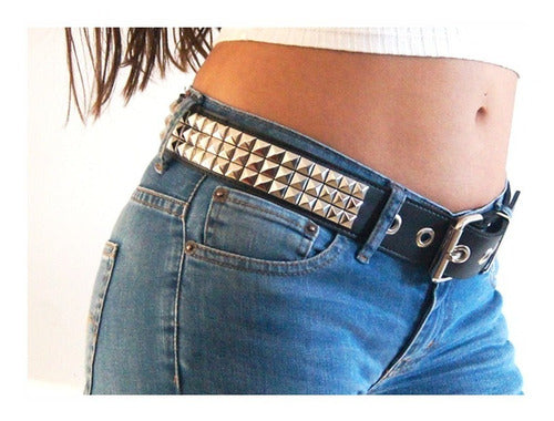Leather and Rock Studs Belt - 3 Rows of Studs 10/10 1