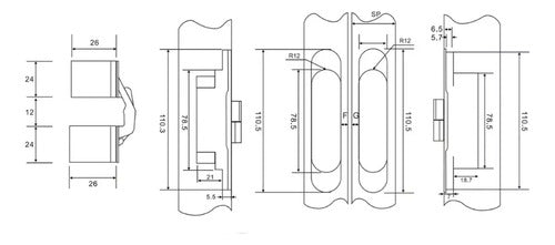 Bronzen Hidden Hinges Invisible Matte Steel 110mm X 1 Pair 2