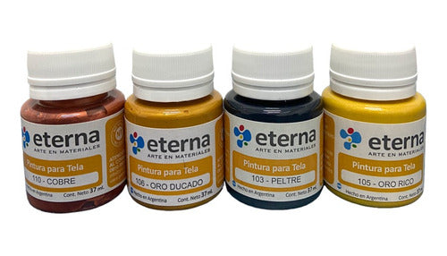 Eterna Metallic Fabric Paint 37ml X 4 Colors 0