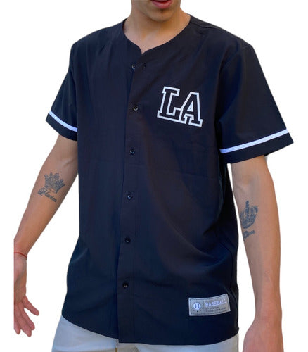 Baseball Shirt Maxioversize Los Angeles Double Print Black 0