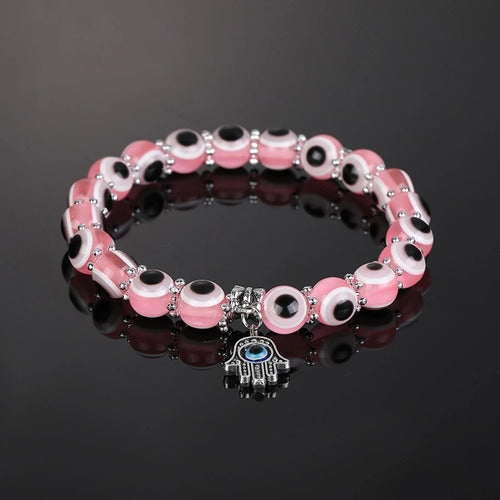 Burdah Pink Turkish Eye Hand of Fatima Bracelet Against Envy 1