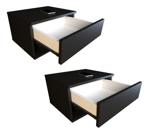 Mobilarg Combo 2 Floating Nightstands 43x38x25 with Drawer 6