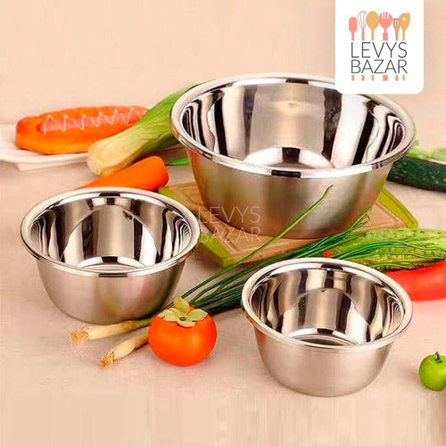 Levys Bazar Set X3 Bowls Batidor Batir Acero Inox Reforzado Reposteria 4