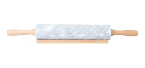 Marble Rotating Rolling Pin with Wooden Handles and Base 7