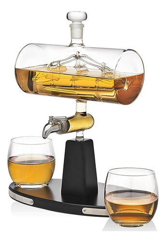 Dispensador De Decantador De Whisky Godinger Con 2 Vasos De 0