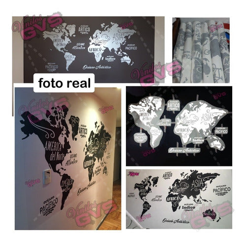 Decorative Vinyl World Map Wall Decal Giant 2x1 M 1