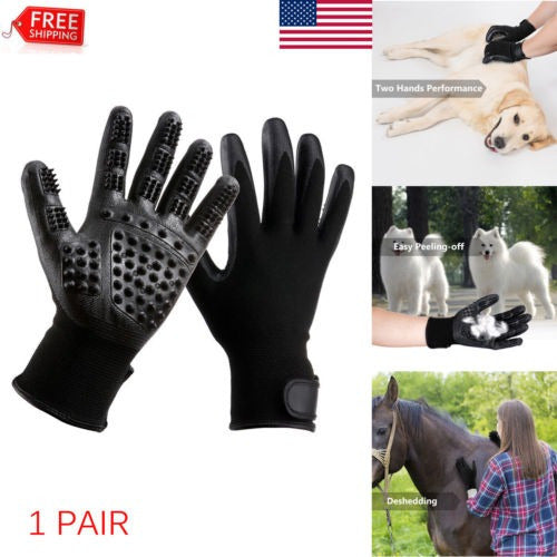 Excelvandirect Pet Grooming Glove for Dog, Cat, and Horse Fur Removal 1