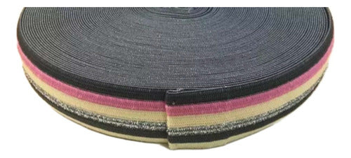 Arg Elastico 40mm Multicolor Con Lurex Plateado X 50mts 0