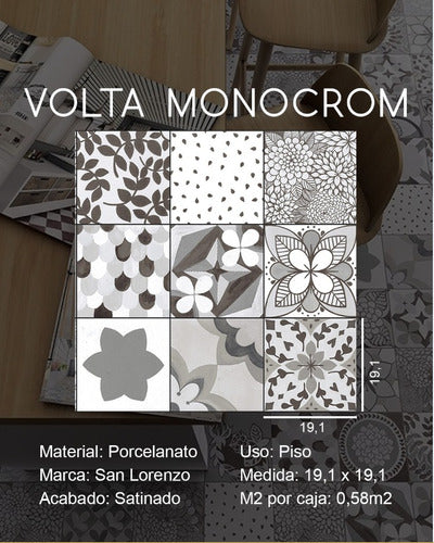 San Lorenzo Volta Monocrom 18x18 - First Quality - Porcelain Tile 3