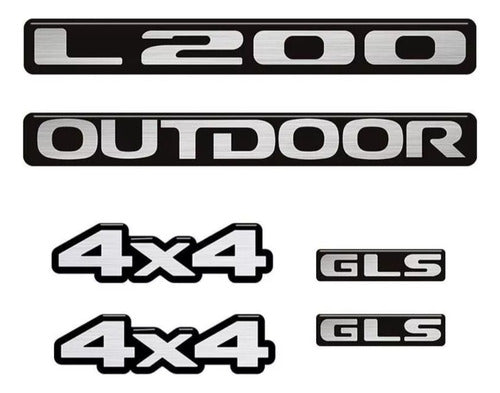 Mitsubishi Kit 6 Emblems L200 Outdoor 4x4 GLS Resinated 1