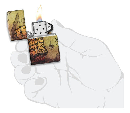 Encendedor Zippo 49355 Pirate Ship Design Original Garantia 2