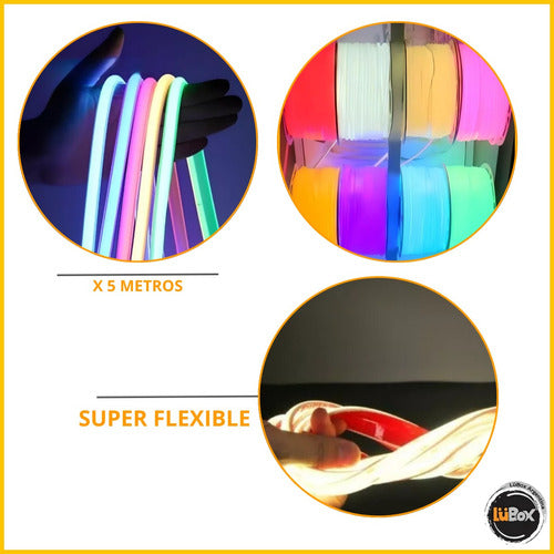 Kit Neon Led Flex Cob 288LED Colors x 5 Meters 5
