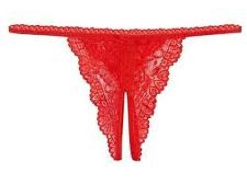 Sensual Open Crotch Lace Thong - Women's Lingerie 0