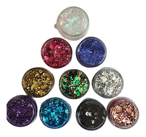 Glitter En Gel Para Rostro Mini X10 Surtidos 0