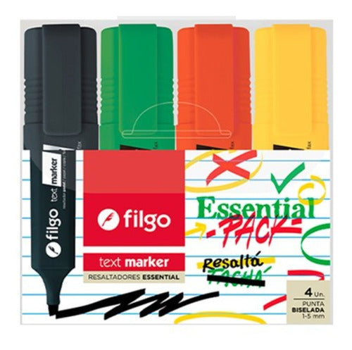 Kit 8 Highlighters Thick Filgo Fluo Essential Text 2