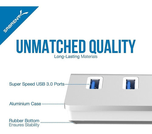 Sabrent Premium 4 Port Aluminum Usb 3.0 Hub (30 3