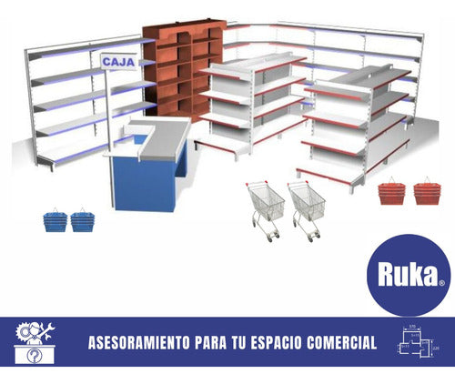 RukaMetal Estante Para Góndolas Centrales Y Contra Pared 2