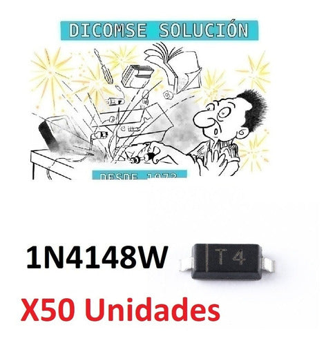 Diodo T4=1n4148w T4 1n4148w 1n4148 Sod-123 X50 Unidades 1