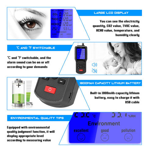 . Medidor Multifuncional Da Qualidade Do Ar Co2 Tvoc 5