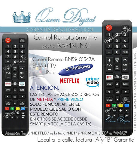 Remote Control for Samsung Bn59-01347a Netflix Amazon 2