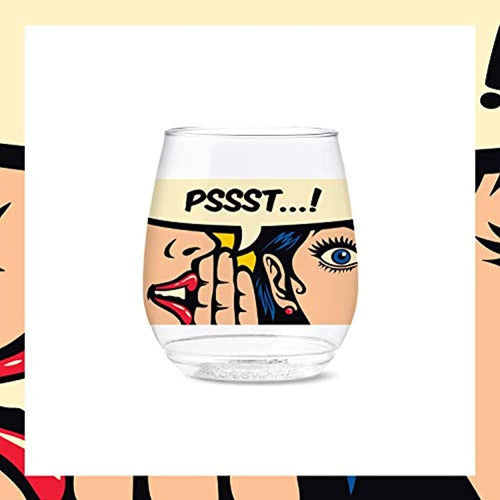 Tossware Pop 14oz Vino Pop Art Comic Series, Juego De 6, Cal 1