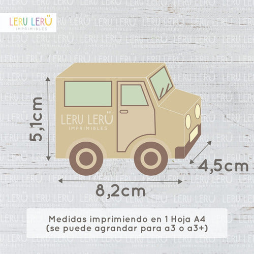 Leru Leru Imprimibles Kit Imprimible Molde Caja Camion Safari (Editable) 2