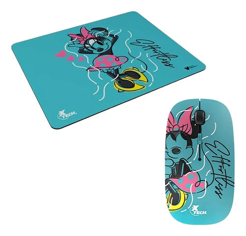 Xtech Wireless Mouse and Mouse Pad Minnie Disney for Kids 0