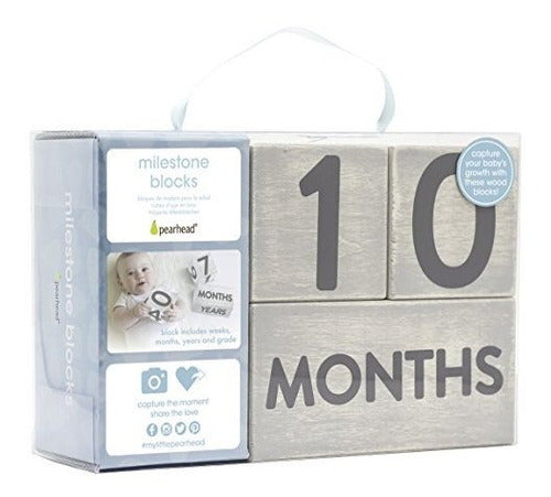 Pearhead Wooden Age Blocks Foto De Bebe Compartir Milestone 0