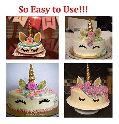 Palksky Handmade Gold Unicorn Birthday Cake Toppers Set 1