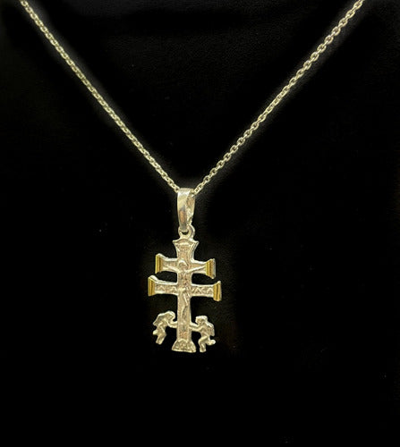 Paterson Joyería Delicate Chain Set with Caravaca Cross in 925 Silver and Gold 1