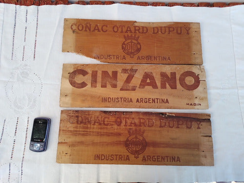 3 Lados Antiguo Cajón Contenedor Botella Cinzano Otard Dupuy 0