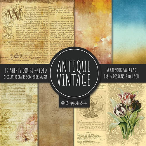 Antique Vintage Scrapbook Paper Pad 8x8 Colección Decorativa 0