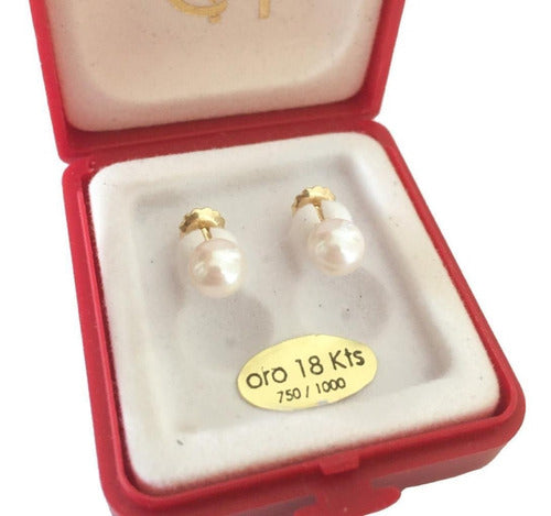 Carasalle Hnos Aro A Rosca En Oro 18kt Ch Perla 6mm Modelo 206 1