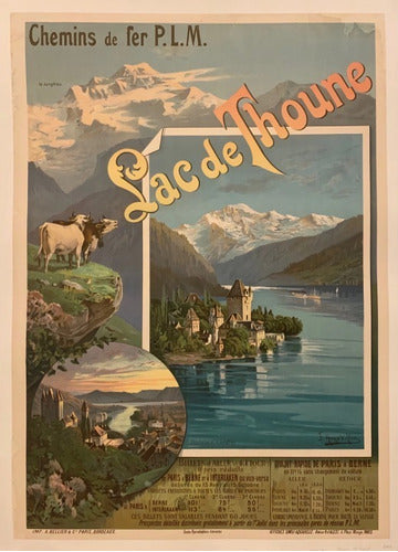 Lago De Thun Suiza - Afiche Turismo 1890 - Lámina 45x30 Cm 0