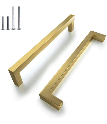 Tiradores Diseno Cuadrado Alacena Dorado Pack 12 Pack 192mm 0