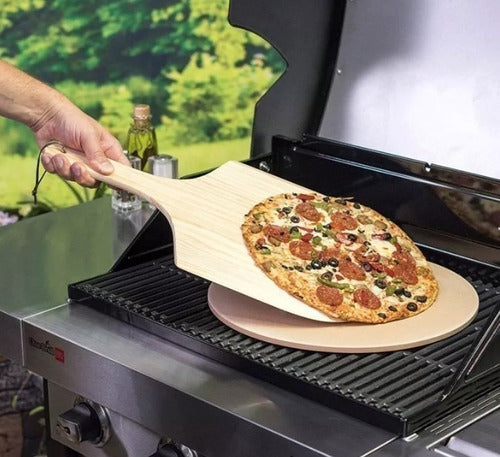 Piedra Para Pizza A La Parrilla 38cm + Pala De Regalo 2