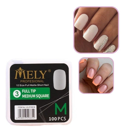 Mely Square Tips for Soft Gel and Press-On Nails Matte X100 Und 6