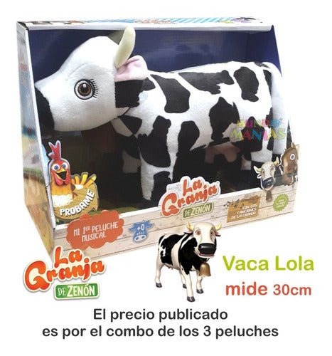 La Granja de Zenón Combo X3 Peluches Granja Zenon Percheron Bartolito Vaca Lola 3