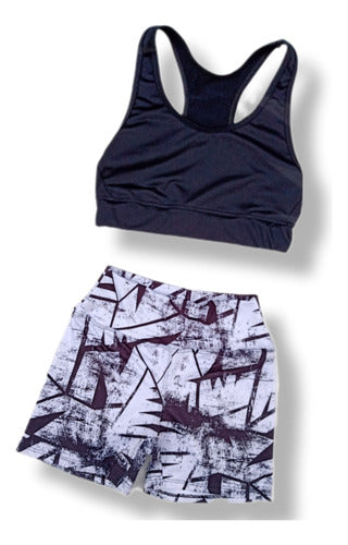 Sporty Lycra Printed Top and Shorts Sets 0