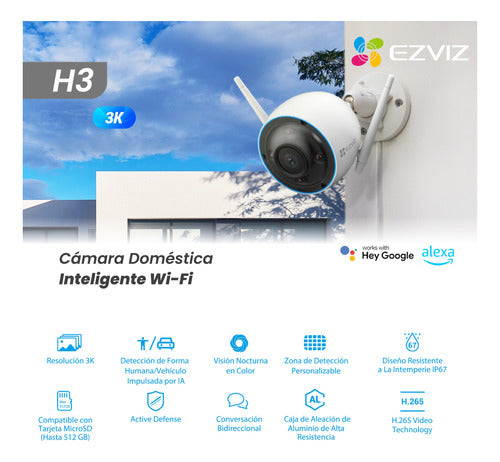 Cámara Seguridad Ip Ezviz Wifi Exterior Color Uhd +128gb 1