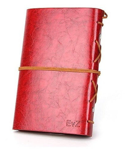 EvZ Leather Writing Journal Notebook, Retro Red 1