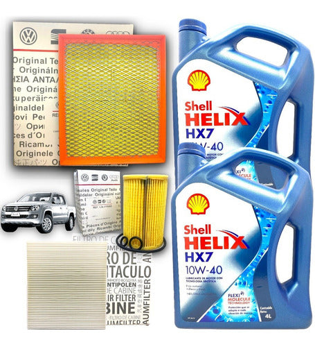 Kit 3 Filtros Orig + Aceite Shell Hx7 Amarok 2.0 2010 A 2024 0