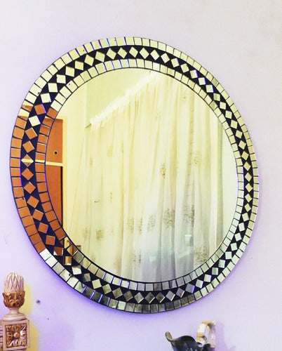 Handcrafted Round Mosaic Mirror XXL - Rombo Model 1