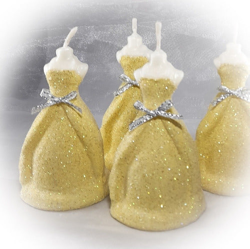 Set of 15 Handcrafted Glitter Finish Dress Candles for 15-Year-Old Ceremony 12