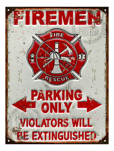 Club del Poster Vintage Tin Sign Antique Firefighters Car P679 5