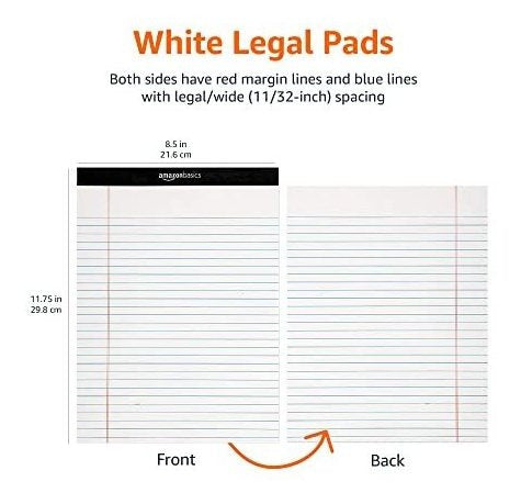 Amazon Basics Wide Ruled Note Pads - 12-Pack (50-Sheet Pads), White 7